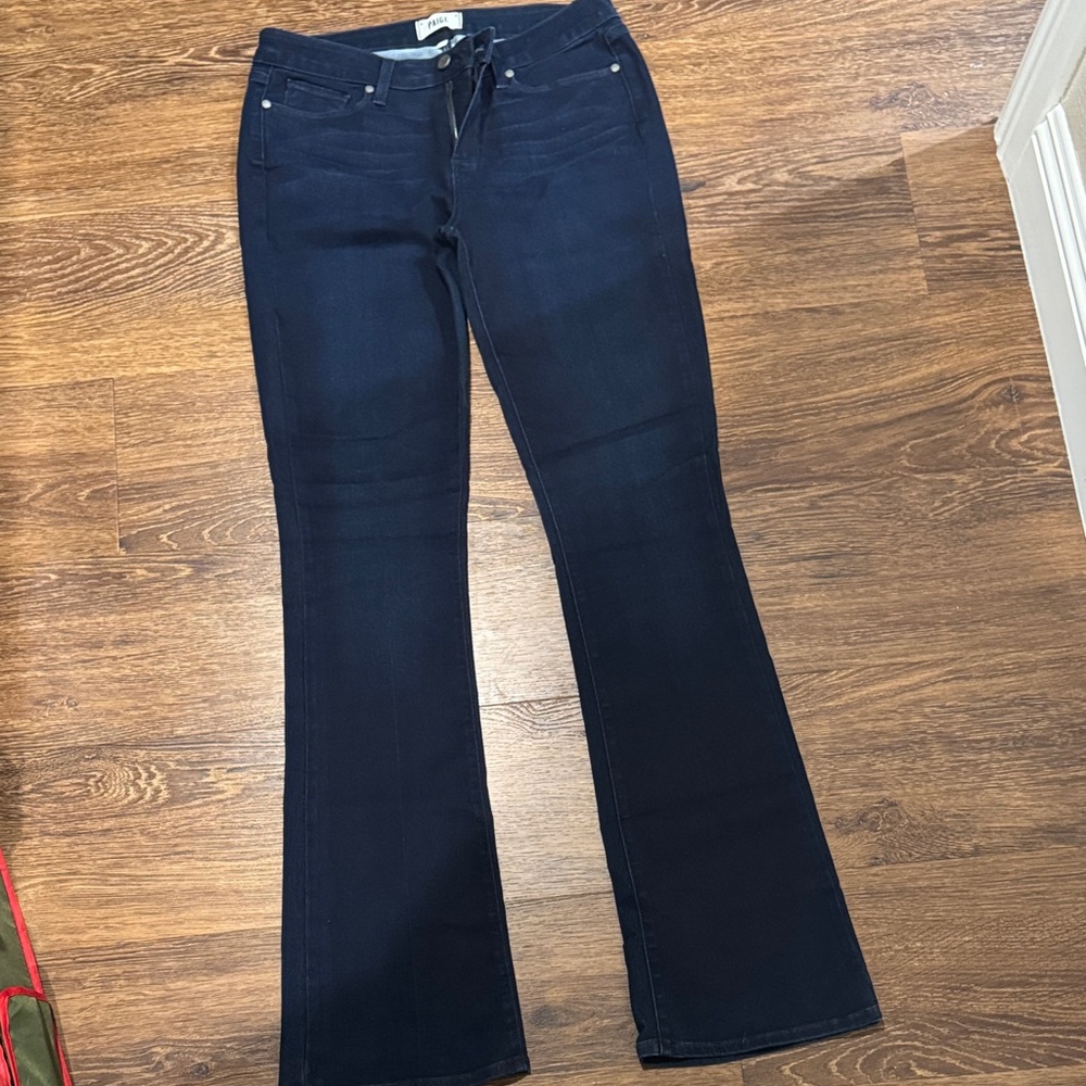 PAIGE Navy Flare Leg Denim Jeans